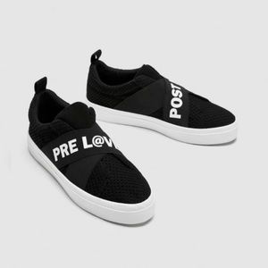Zara black and white mesh sneakers